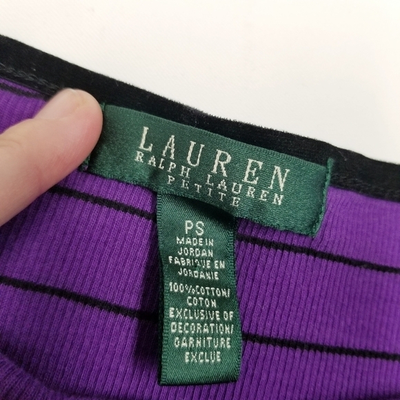 Lauren Ralph Lauren Long Sleeve Stripe Sweater | PS purple black pullover - Picture 6 of 8